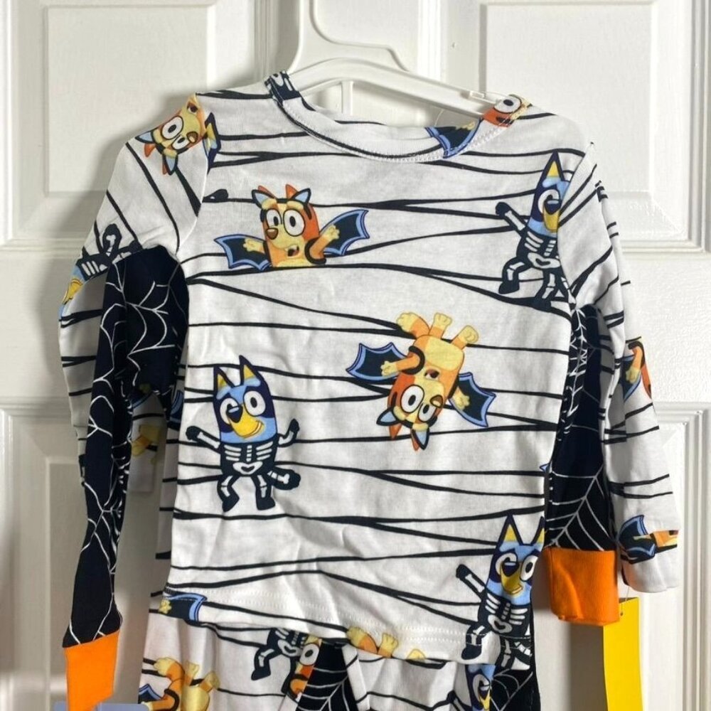 Toddler Boys' 4pc Bluey Cotton Long Sleeve Halloween Pajama Set Size 2T Or 4 - Picture 7 of 14
